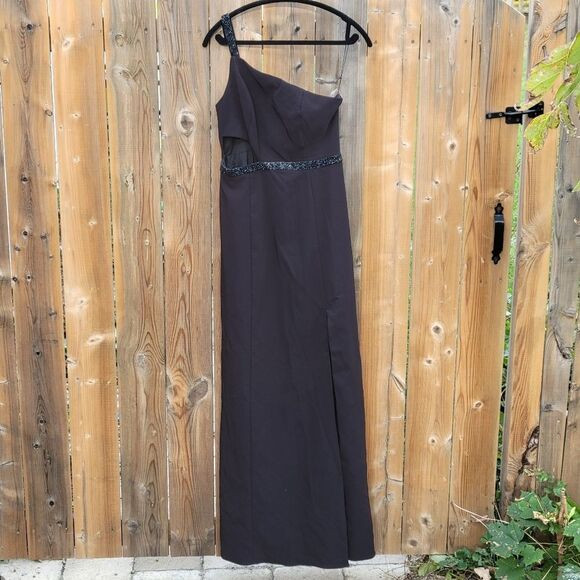 * * AIDAN MATTOX  nwt one shoulder bling maxi dress - Picture 1 of 6